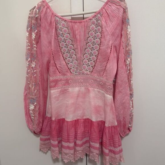 LoveShackFancy Cherie Woman’s Dress in Pink Zinnia Hand Dyed Cotton. Size 00. - Picture 9 of 9